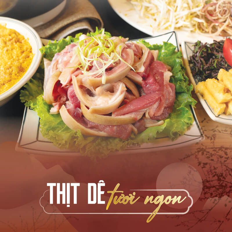 Nguyên liệu chính là thịt dê ré nhúng lẩu tươi ngon, mềm ngọt